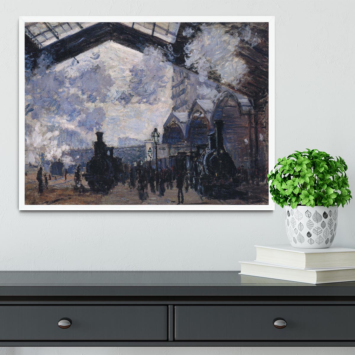 The gare St Lazare 2 by Monet Framed Print - Canvas Art Rocks -6