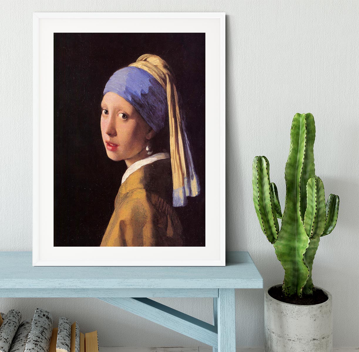 The girl with the pearl earring by Vermeer Framed Print - Canvas Art Rocks - 5
