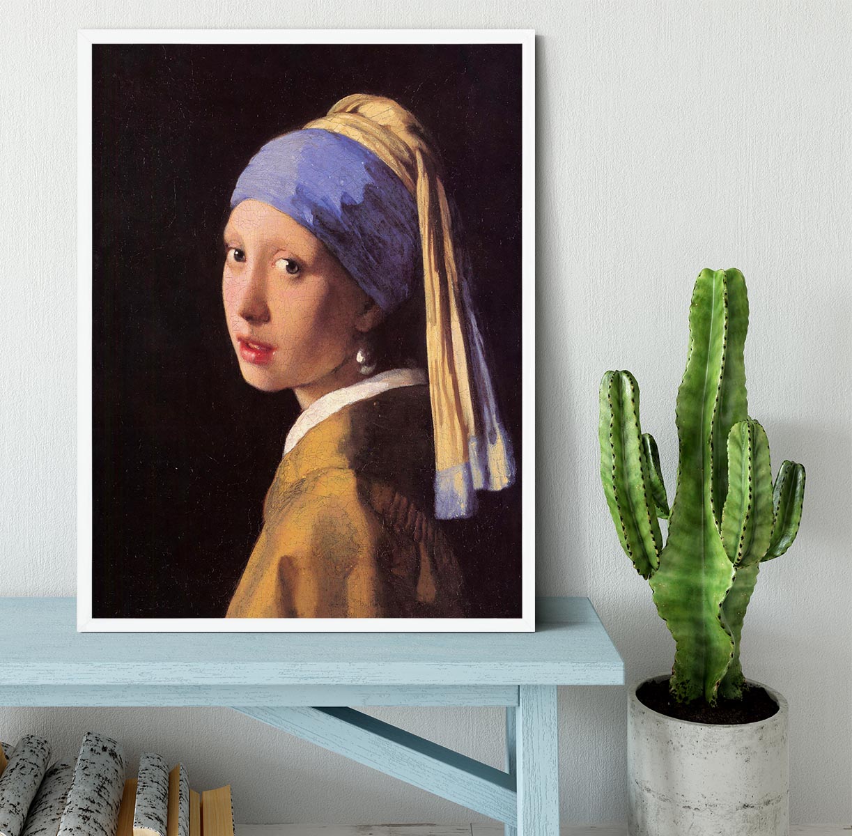 The girl with the pearl earring by Vermeer Framed Print - Canvas Art Rocks -6