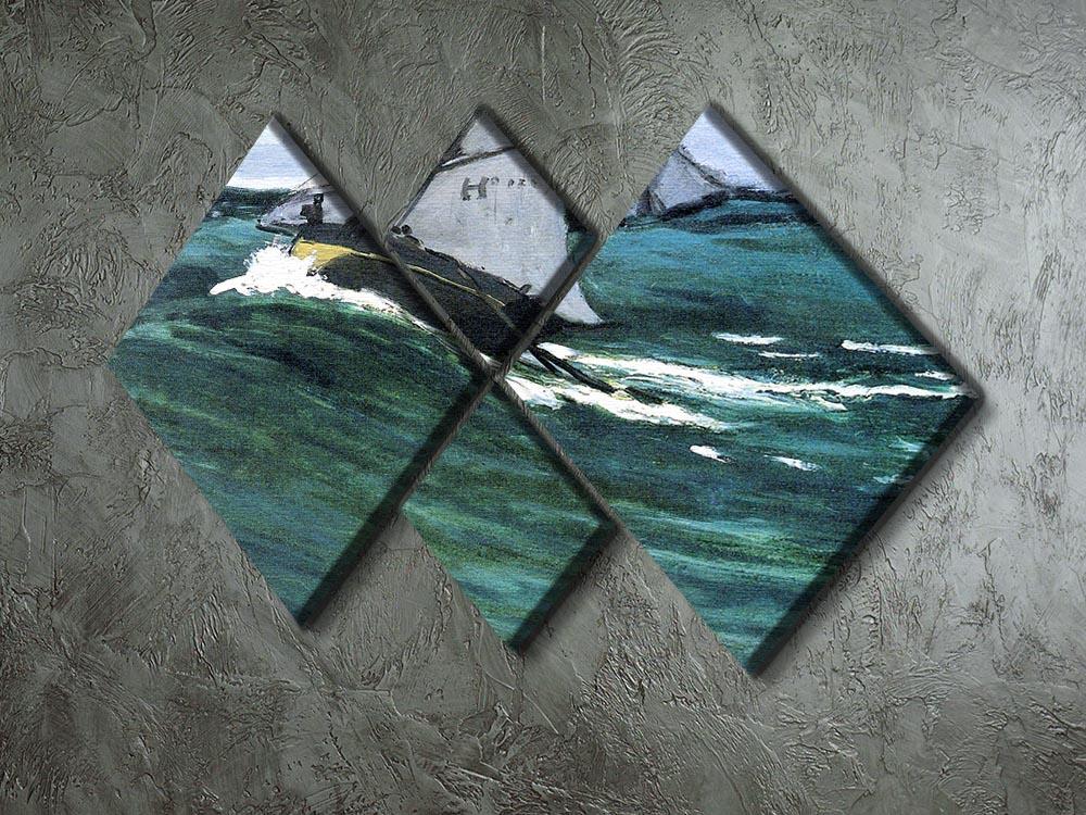 The green wave by Monet 4 Square Multi Panel Canvas - Canvas Art Rocks - 2