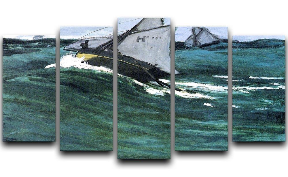 The green wave by Monet 5 Split Panel Canvas  - Canvas Art Rocks - 1