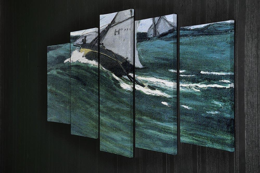 The green wave by Monet 5 Split Panel Canvas - Canvas Art Rocks - 2