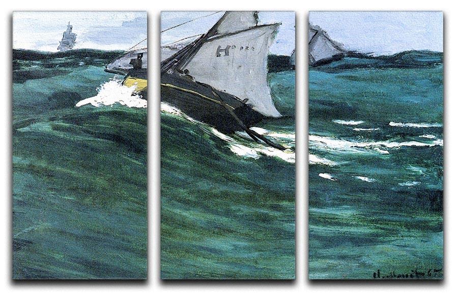 The green wave by Monet Split Panel Canvas Print - Canvas Art Rocks - 4