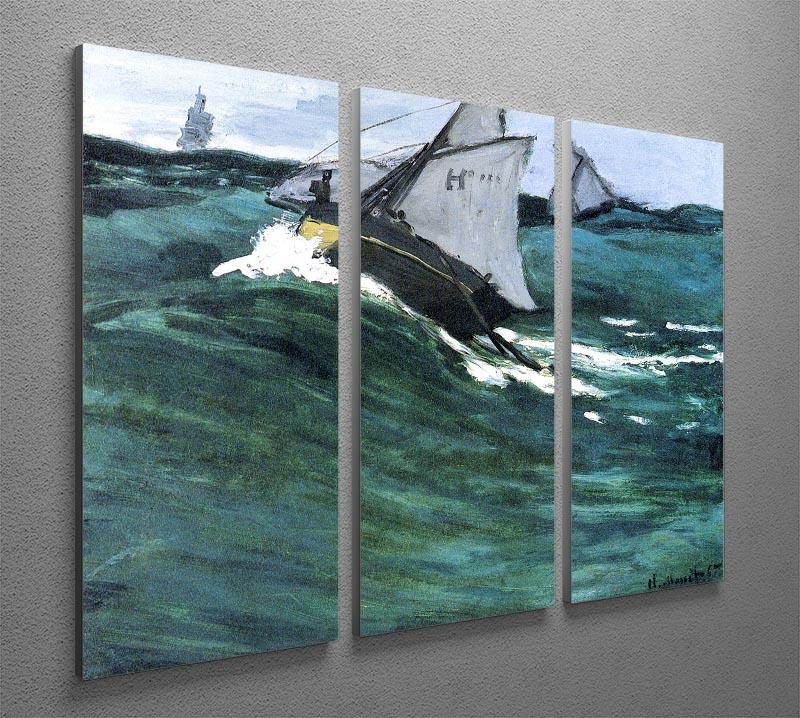 The green wave by Monet Split Panel Canvas Print - Canvas Art Rocks - 4