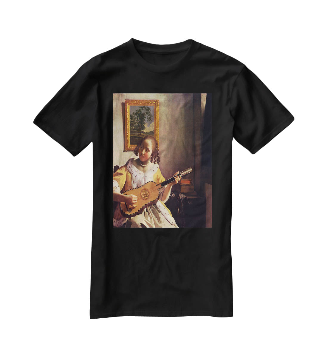 The guitar player by Vermeer T-Shirt - Canvas Art Rocks - 1