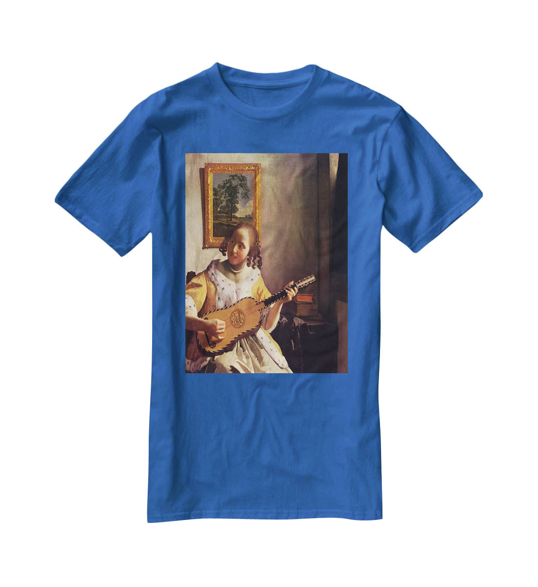 The guitar player by Vermeer T-Shirt - Canvas Art Rocks - 2
