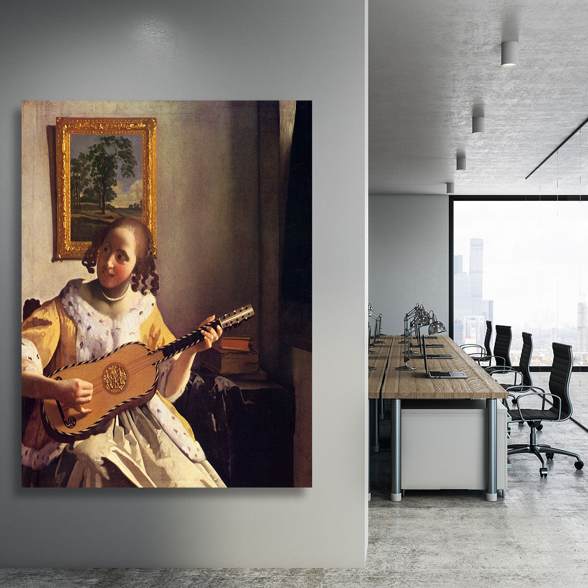 The guitar player by Vermeer Canvas Print or Poster - Canvas Art Rocks - 3
