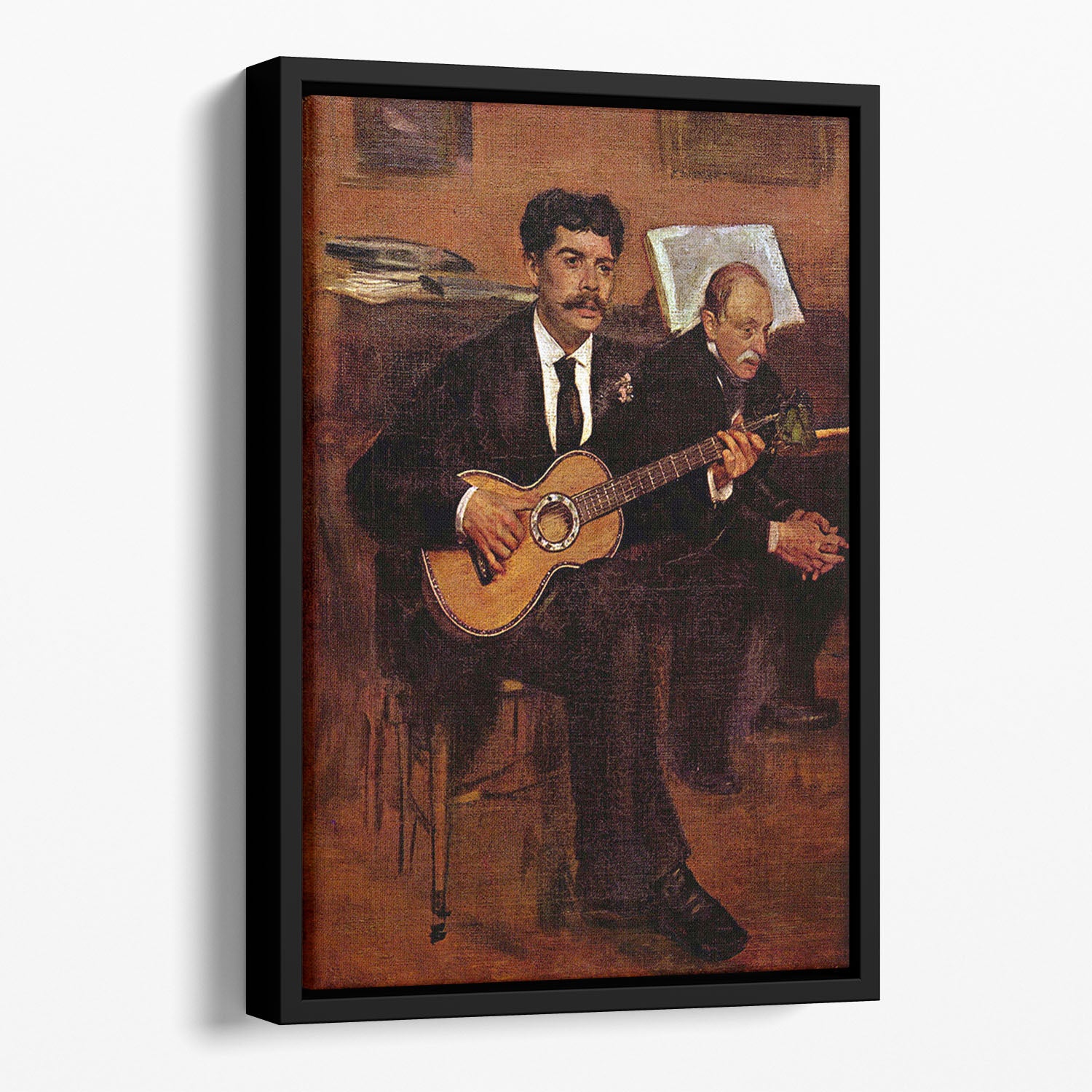 The guitarist Pagans and Monsieur Degas by Degas Floating Framed Canvas