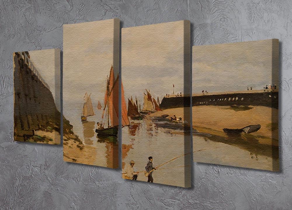 The harbor at Trouville by Monet 4 Split Panel Canvas - Canvas Art Rocks - 2