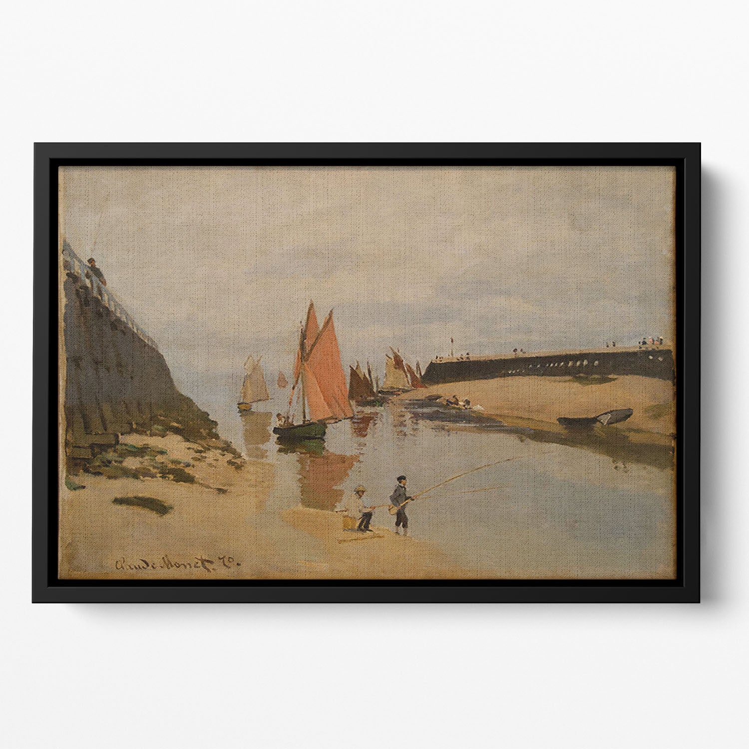 The harbor at Trouville by Monet Floating Framed Canvas