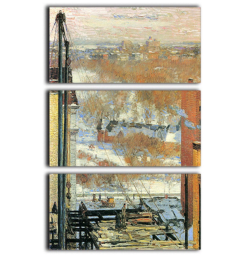 The hut and the skyscrapers by Hassam 3 Split Panel Canvas Print - Canvas Art Rocks - 1