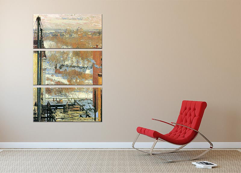 The hut and the skyscrapers by Hassam 3 Split Panel Canvas Print - Canvas Art Rocks - 2