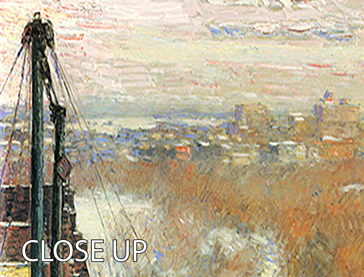 The hut and the skyscrapers by Hassam 3 Split Panel Canvas Print - Canvas Art Rocks - 3