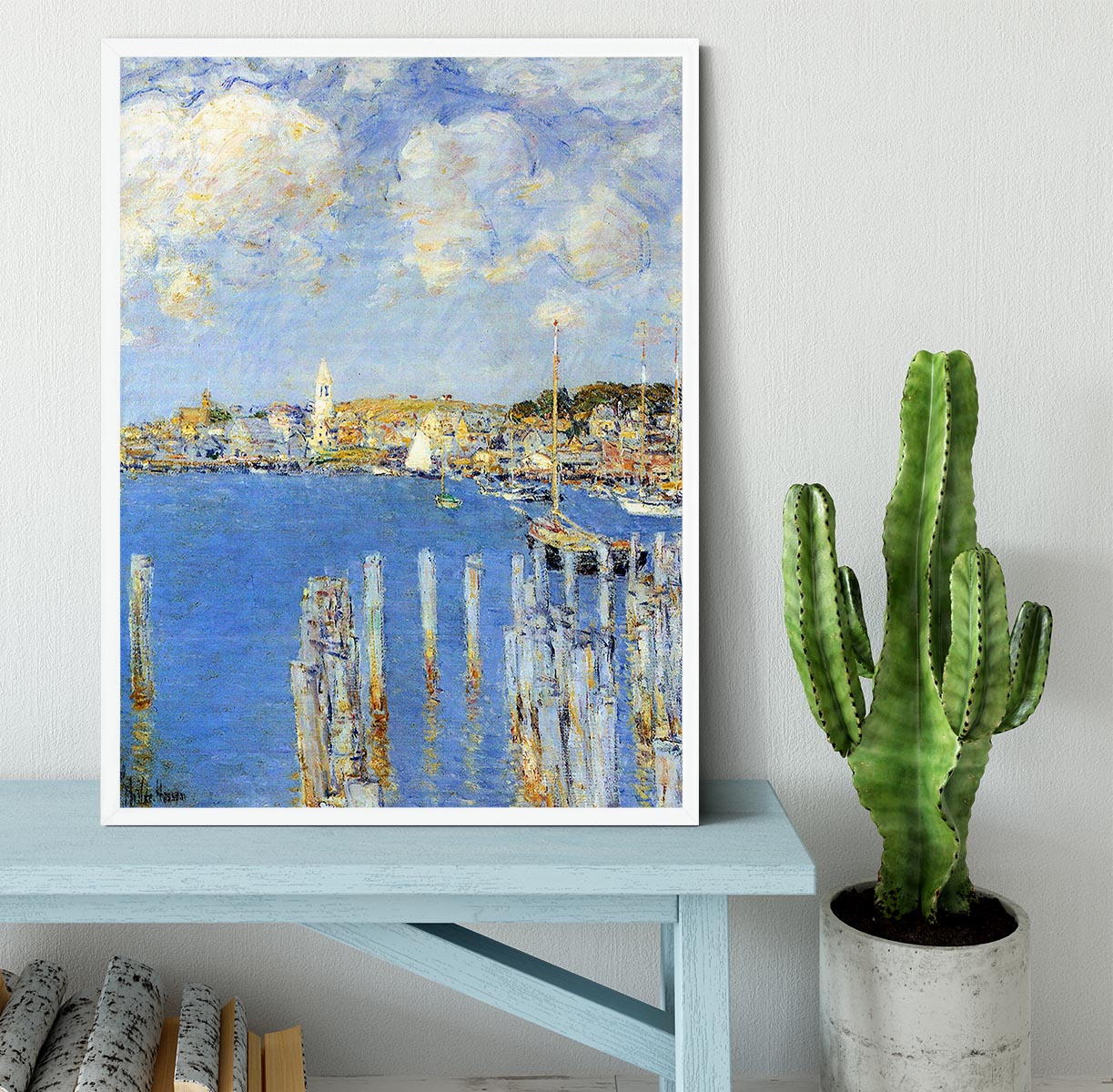 The inland port of Gloucester by Hassam Framed Print - Canvas Art Rocks -6