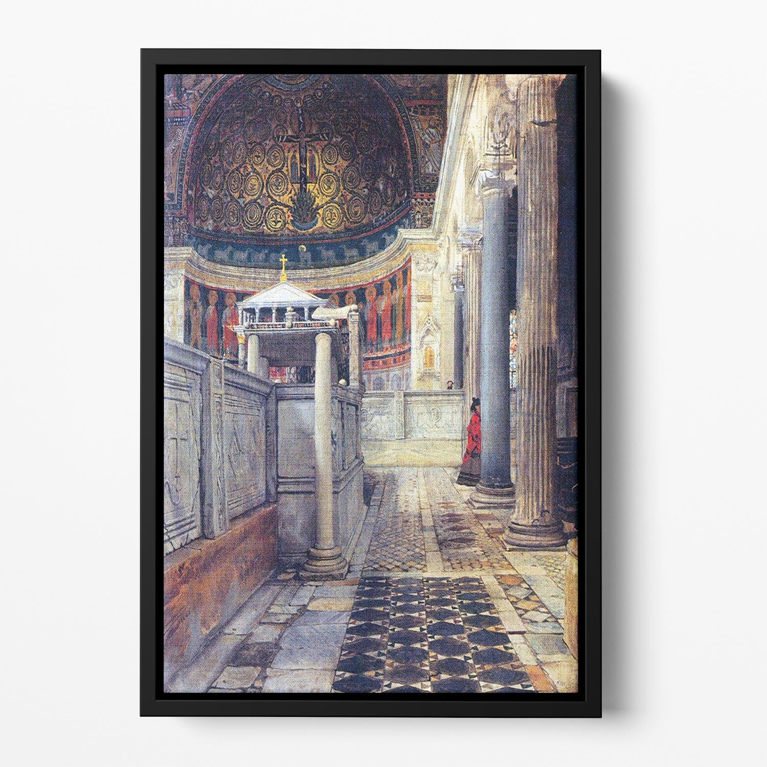 The interior of the church of San Clemente Rome by Alma Tadema Floating Framed Canvas - Canvas Art Rocks - 2