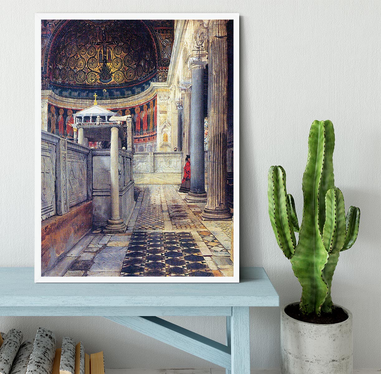 The interior of the church of San Clemente Rome by Alma Tadema Framed Print - Canvas Art Rocks -6