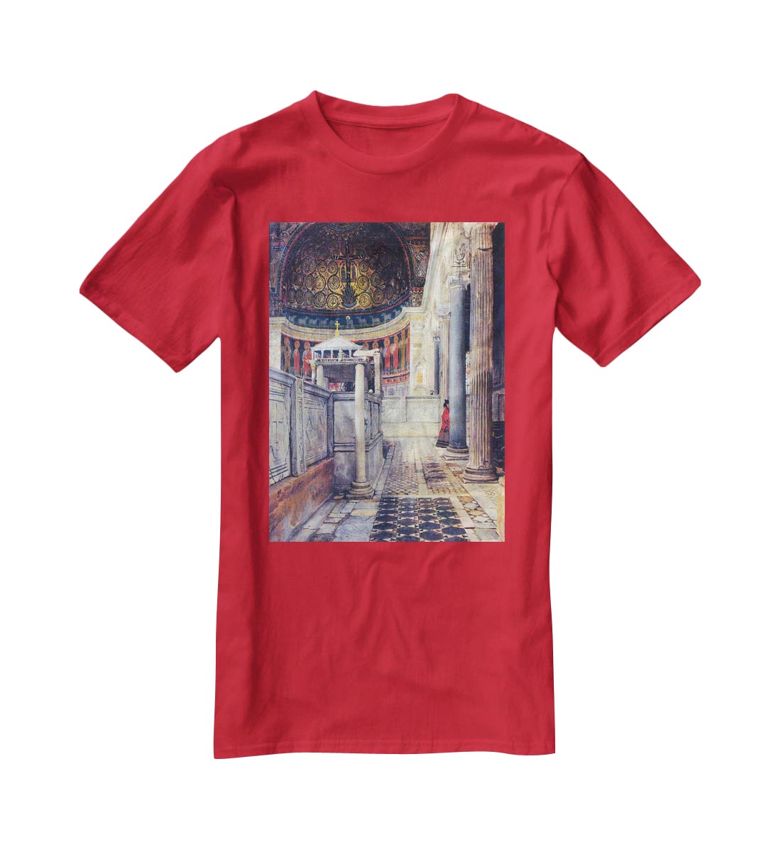 The interior of the church of San Clemente Rome by Alma Tadema T-Shirt - Canvas Art Rocks - 4