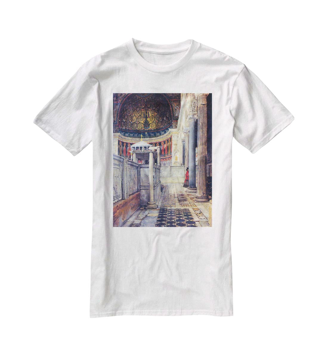 The interior of the church of San Clemente Rome by Alma Tadema T-Shirt - Canvas Art Rocks - 5