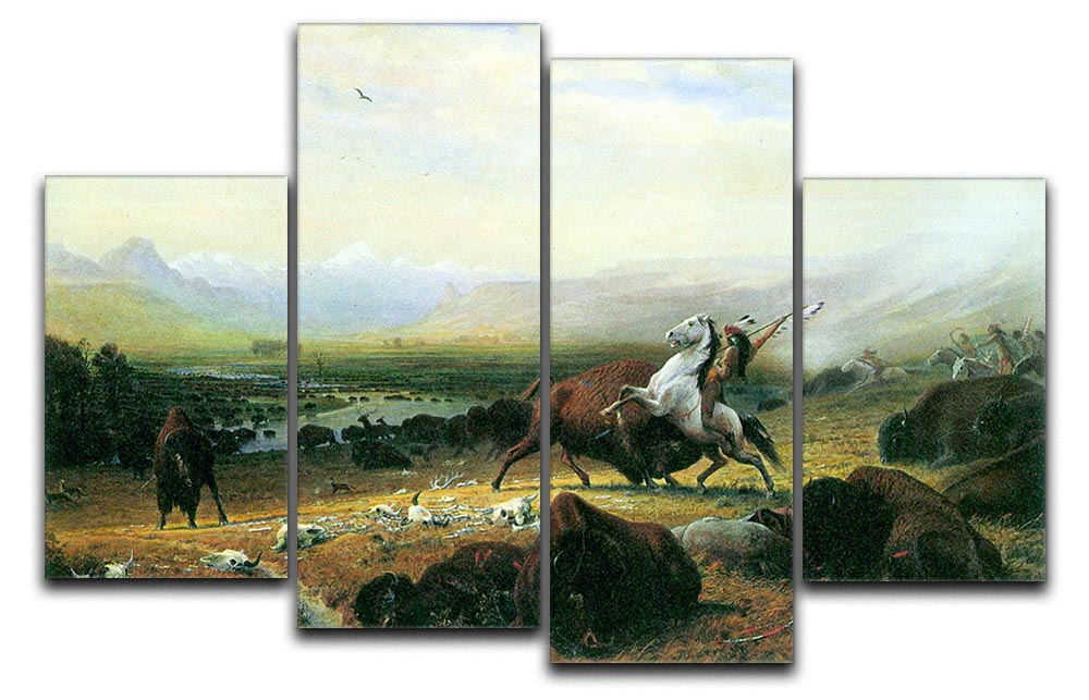 The last Buffalo by Bierstadt 4 Split Panel Canvas - Canvas Art Rocks - 1