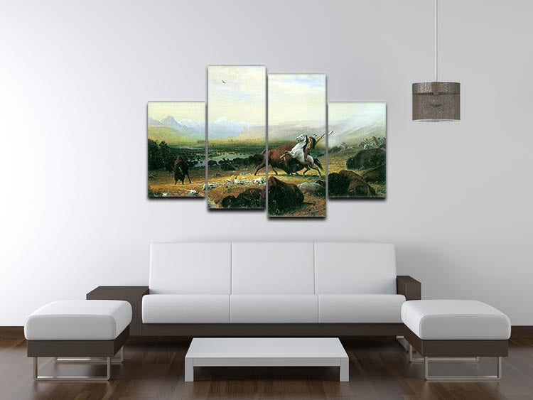 The last Buffalo by Bierstadt 4 Split Panel Canvas - Canvas Art Rocks - 3