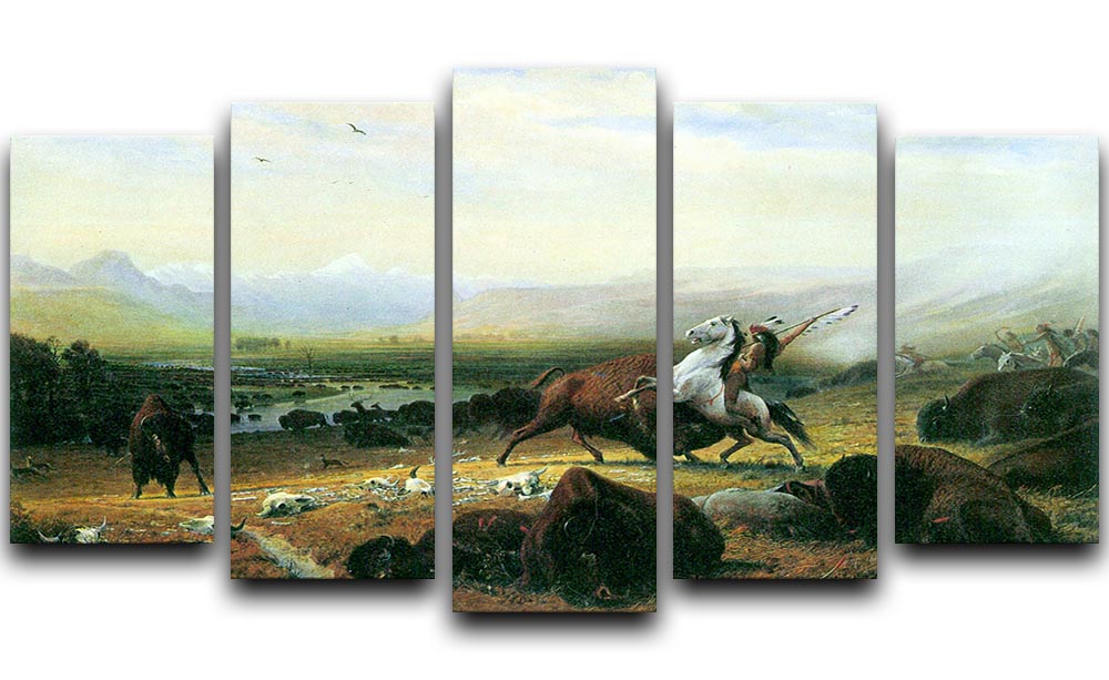 The last Buffalo by Bierstadt 5 Split Panel Canvas - Canvas Art Rocks - 1