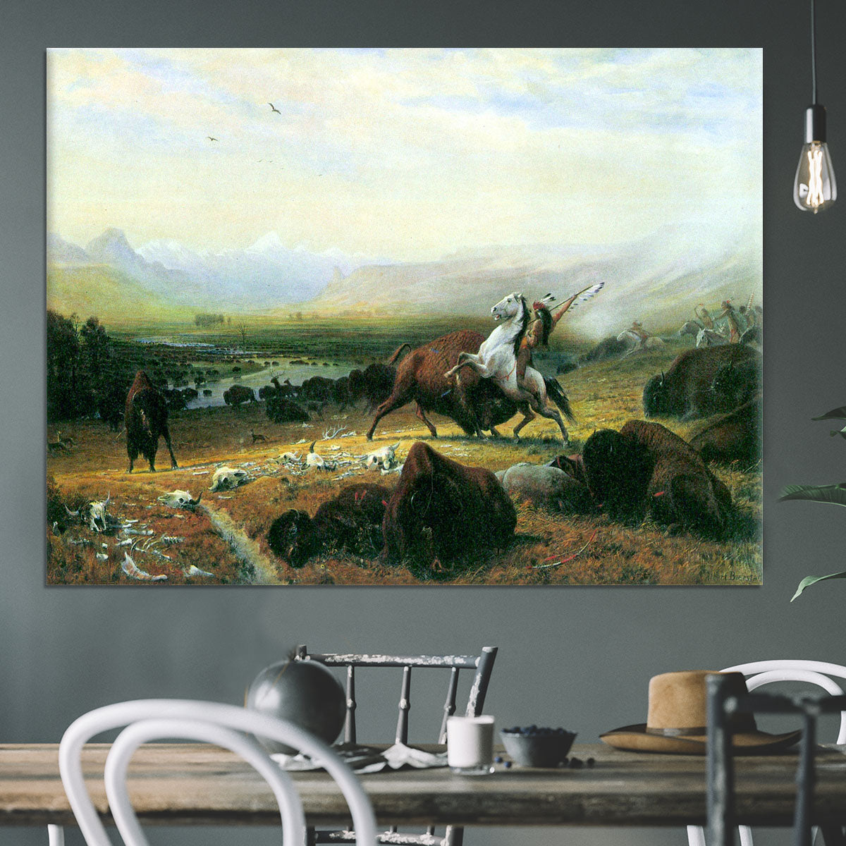 The last Buffalo by Bierstadt Canvas Print or Poster - Canvas Art Rocks - 3