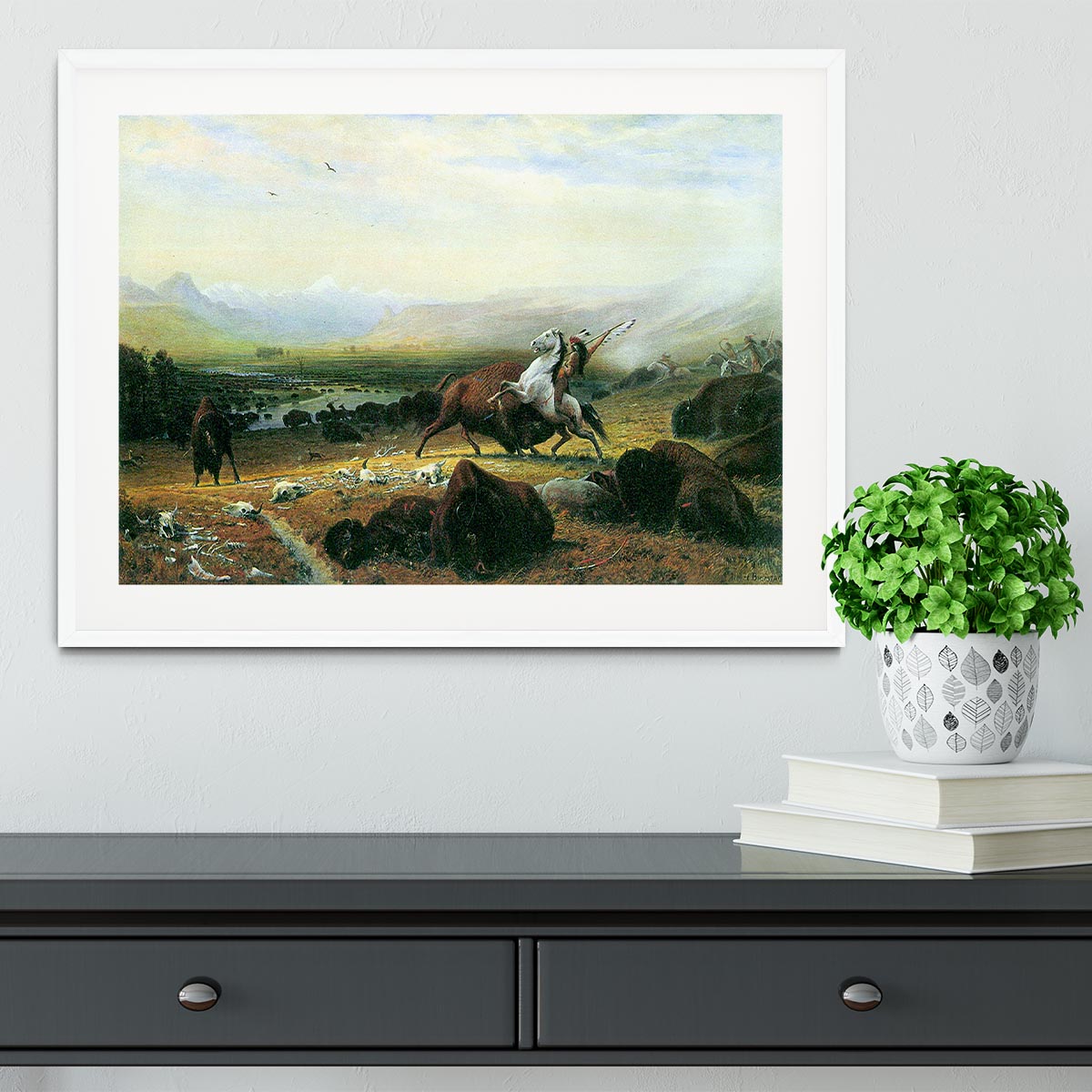 The last Buffalo by Bierstadt Framed Print - Canvas Art Rocks - 5