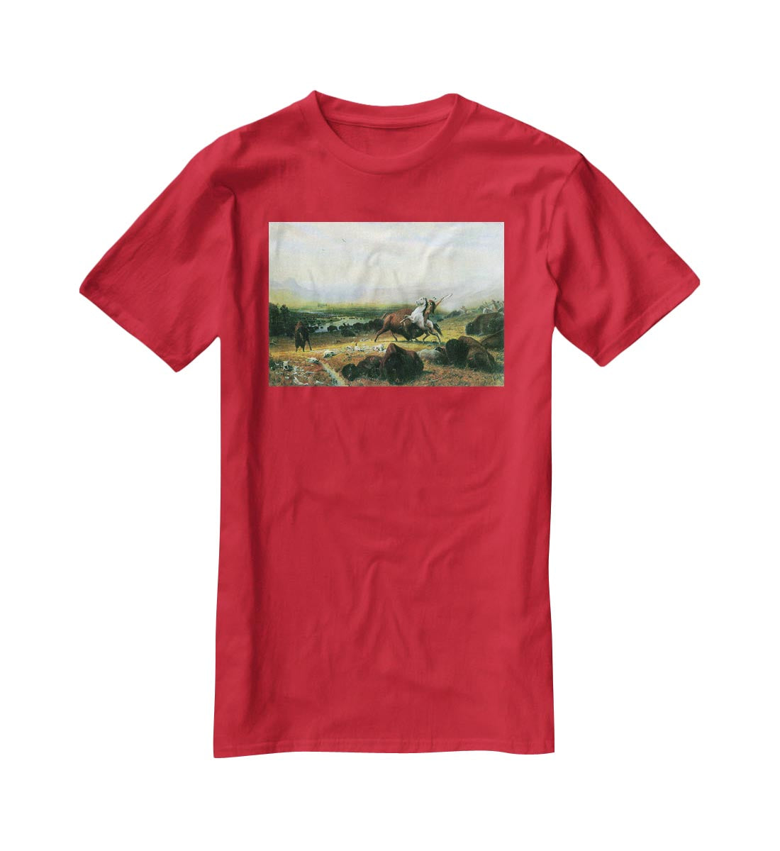 The last Buffalo by Bierstadt T-Shirt - Canvas Art Rocks - 4