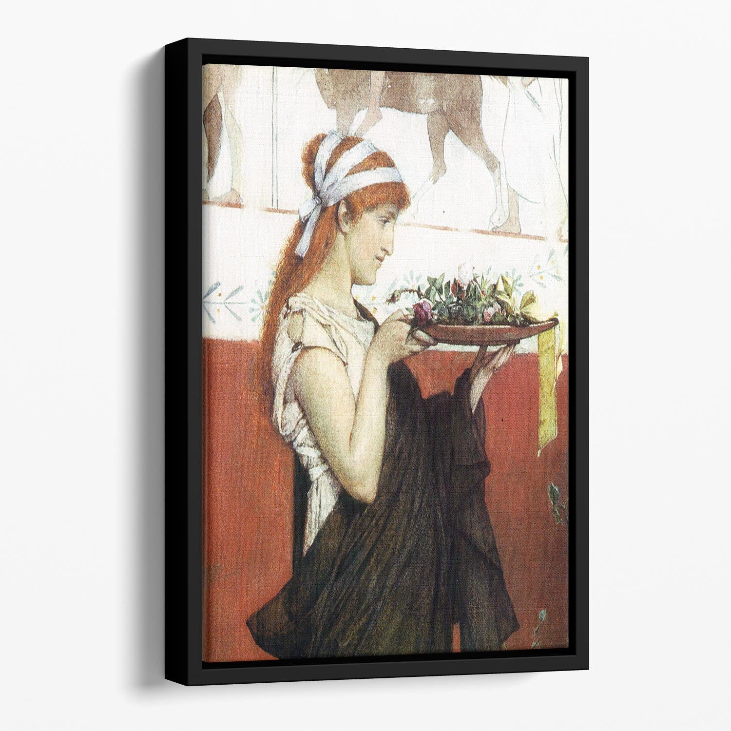 The last roses detail by Alma Tadema Floating Framed Canvas - Canvas Art Rocks - 1