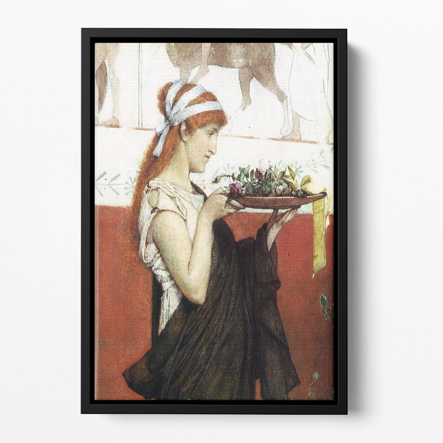 The last roses detail by Alma Tadema Floating Framed Canvas - Canvas Art Rocks - 2