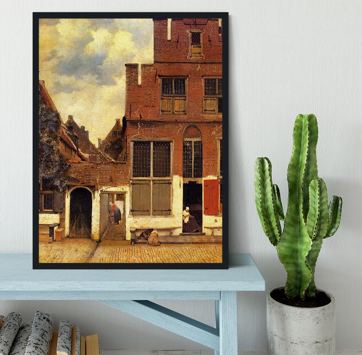 The little street by Vermeer Framed Print - Canvas Art Rocks - 2