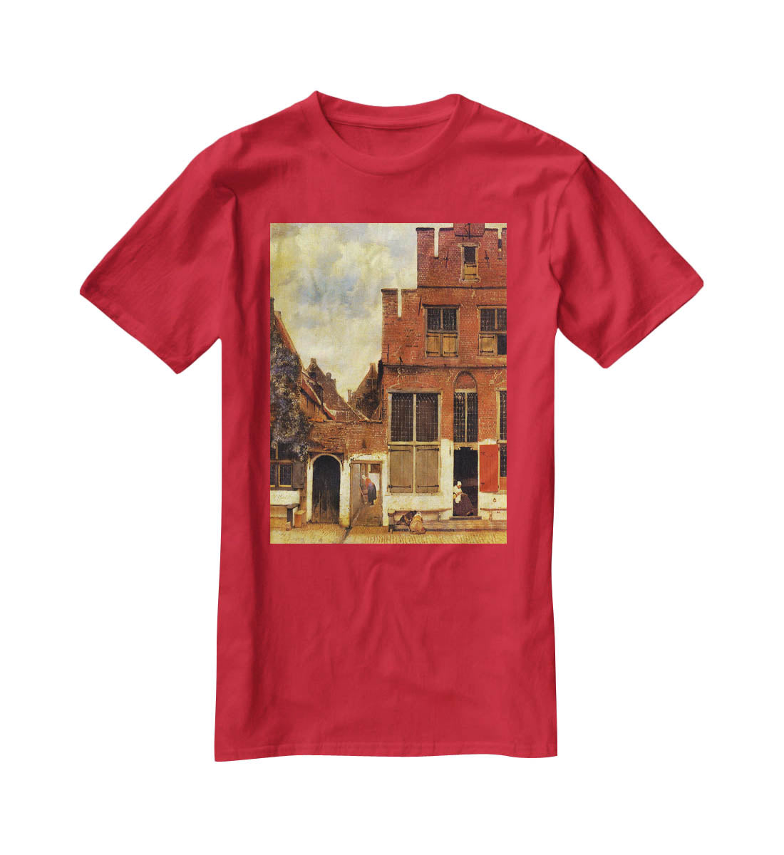 The little street by Vermeer T-Shirt - Canvas Art Rocks - 4