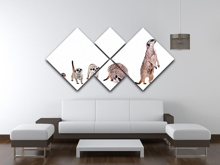 The meerkats on white 4 Square Multi Panel Canvas - Canvas Art Rocks - 3