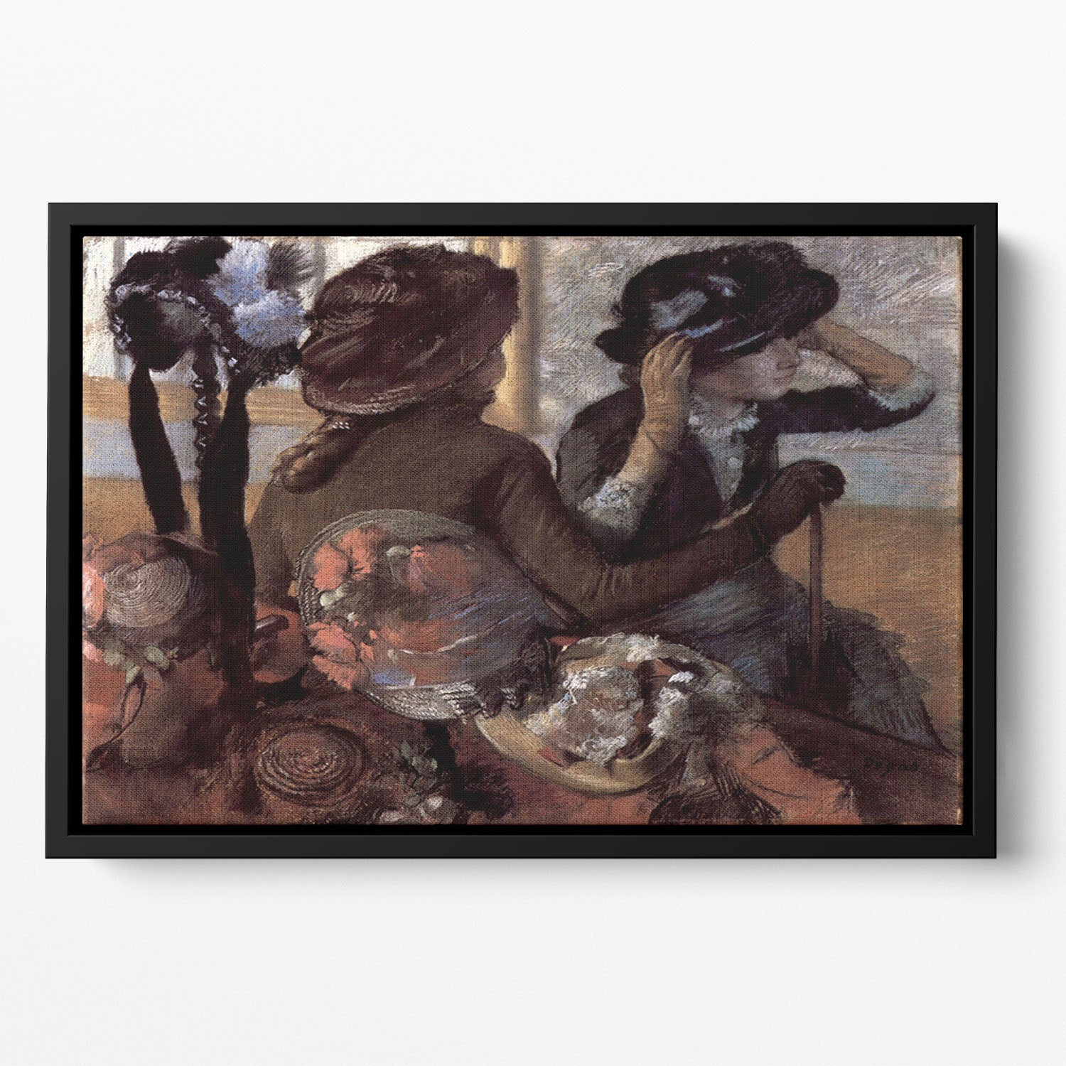 The milliner 1 by Degas Floating Framed Canvas