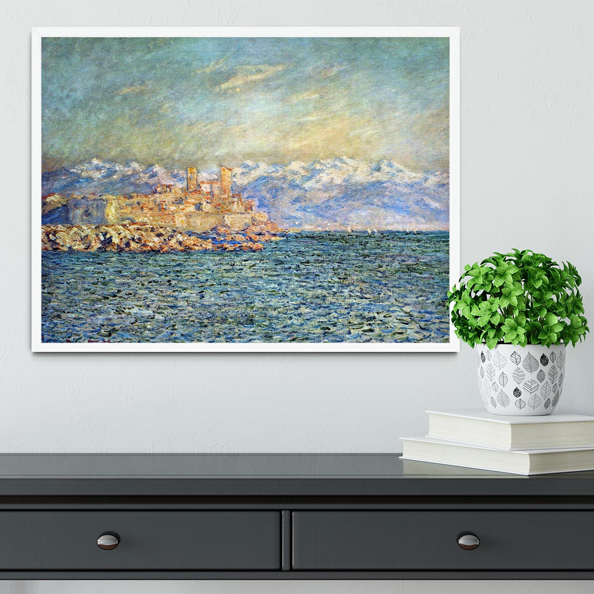 The old Fort in Antibes by Monet Framed Print - Canvas Art Rocks -6