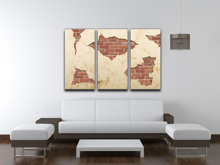 The old shabby concrete and brick cracks 3 Split Panel Canvas Print - Canvas Art Rocks - 3