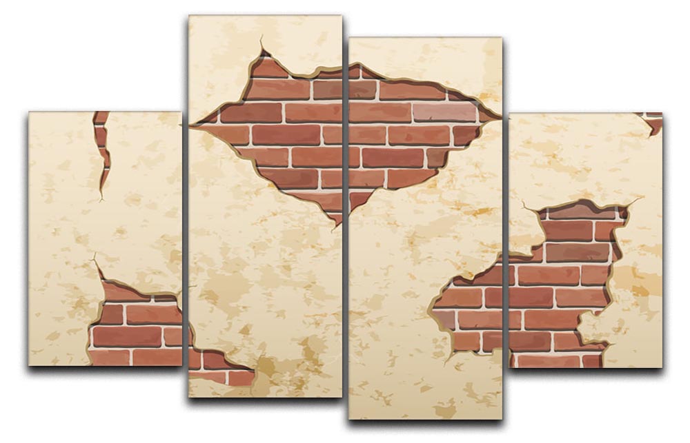 The old shabby concrete and brick cracks 4 Split Panel Canvas - Canvas Art Rocks - 1