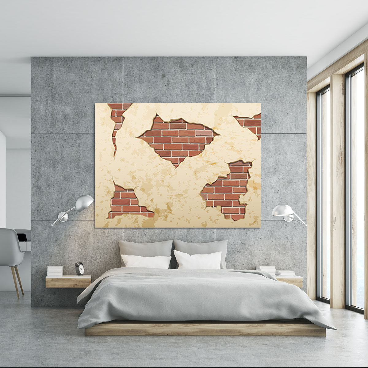 The old shabby concrete and brick cracks Canvas Print or Poster - Canvas Art Rocks - 5