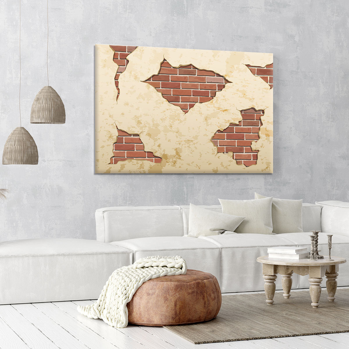 The old shabby concrete and brick cracks Canvas Print or Poster - Canvas Art Rocks - 6