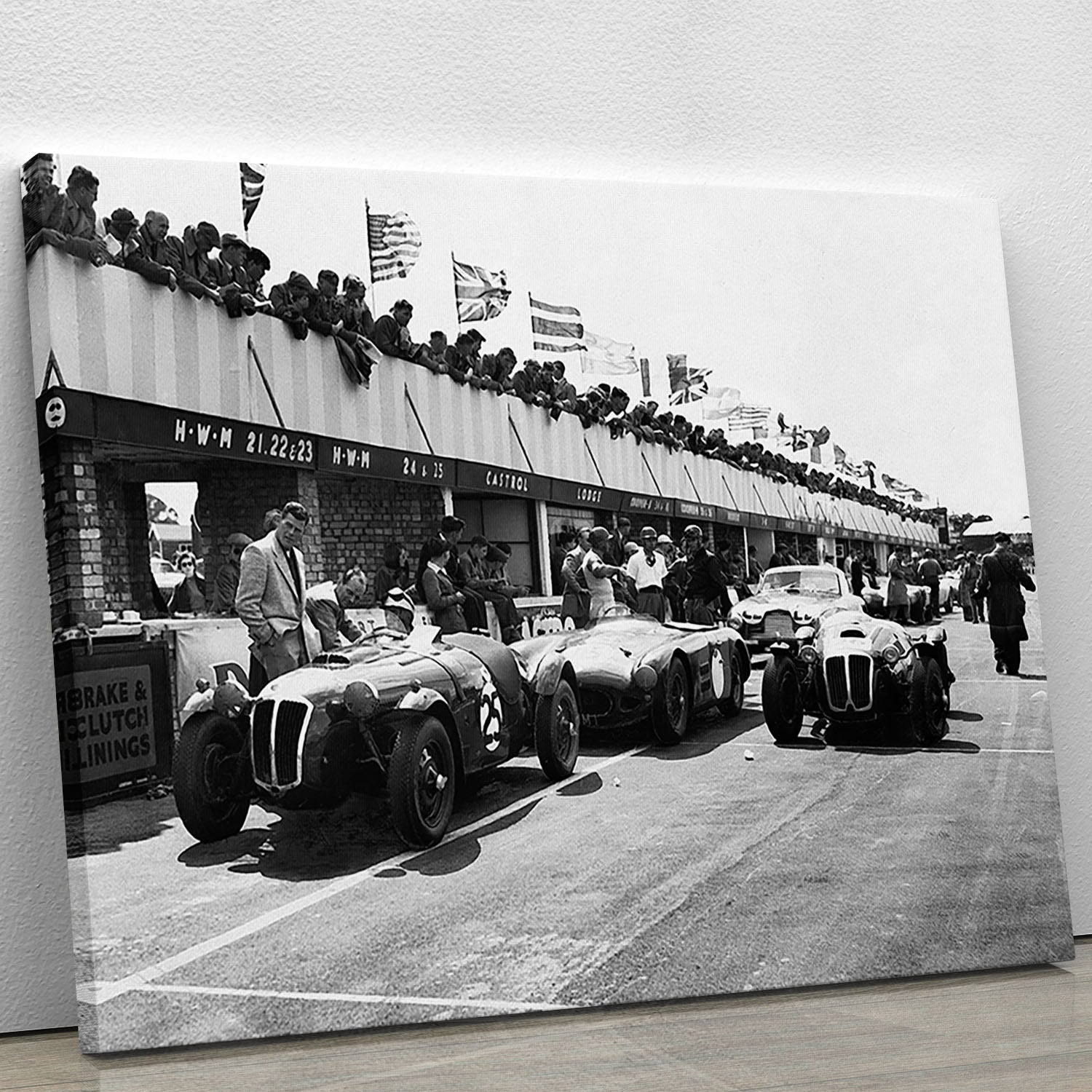 The pit lane at the British Grand Prix at Silverstone in 1953 Canvas Print or Poster - Canvas Art Rocks - 1
