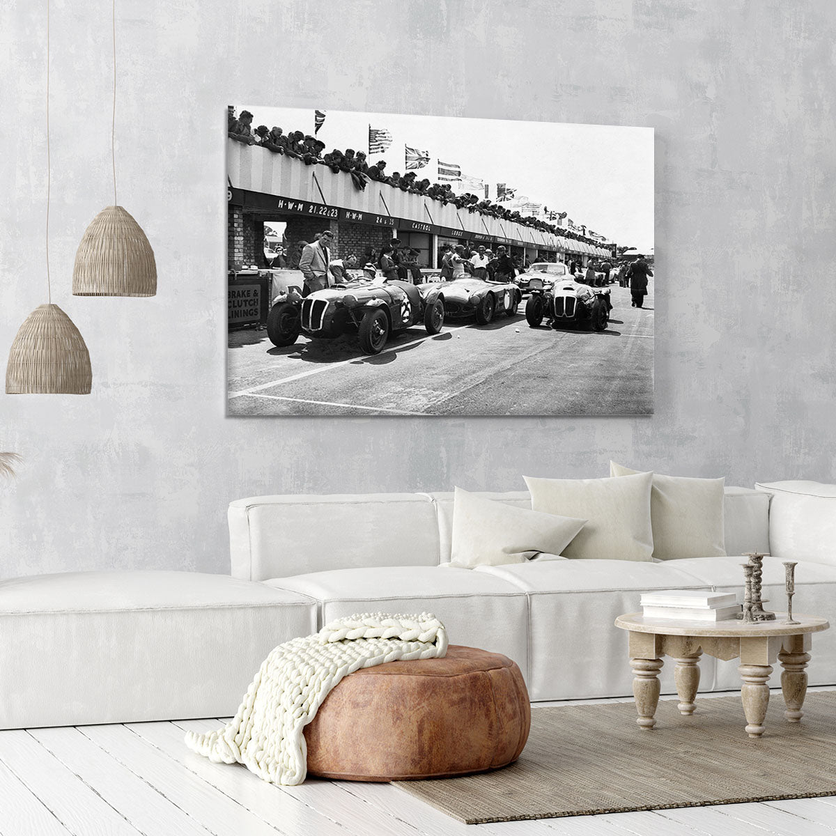 The pit lane at the British Grand Prix at Silverstone in 1953 Canvas Print or Poster - Canvas Art Rocks - 6