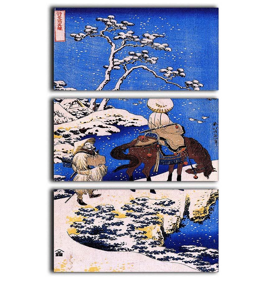 The poet Teba on a horse by Hokusai 3 Split Panel Canvas Print - Canvas Art Rocks - 1
