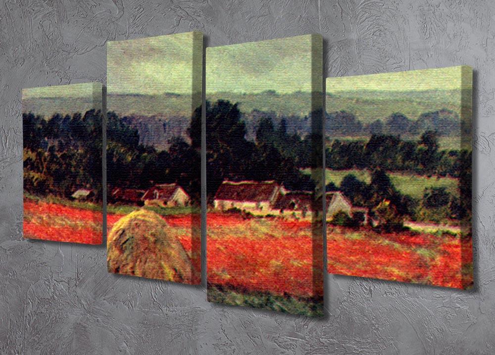 The poppy Blumenfeld The barn by Monet 4 Split Panel Canvas - Canvas Art Rocks - 2