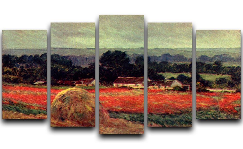 The poppy Blumenfeld The barn by Monet 5 Split Panel Canvas  - Canvas Art Rocks - 1