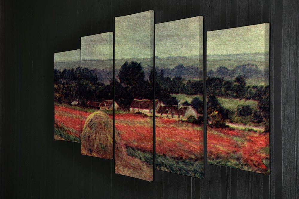 The poppy Blumenfeld The barn by Monet 5 Split Panel Canvas - Canvas Art Rocks - 2