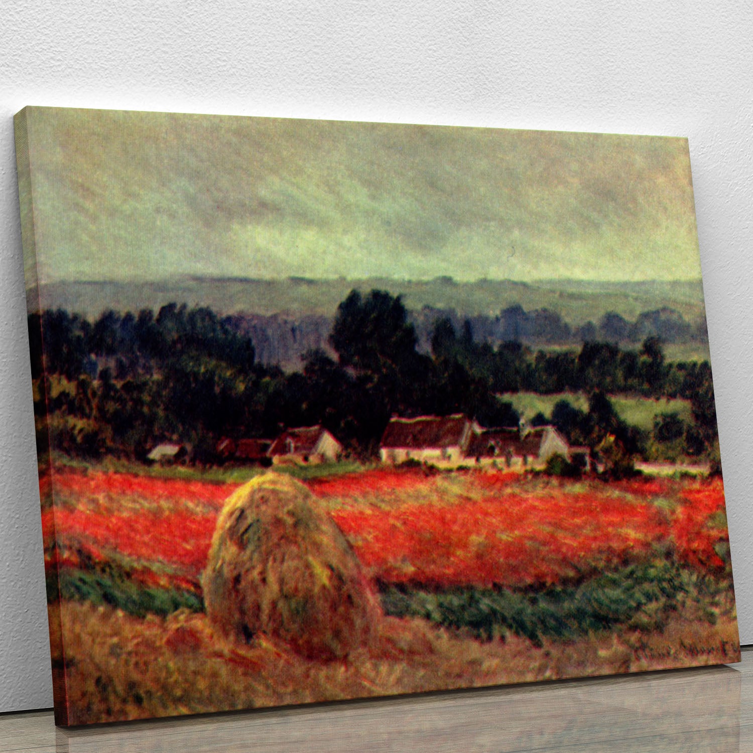 The poppy Blumenfeld The barn by Monet Canvas Print or Poster - Canvas Art Rocks - 1