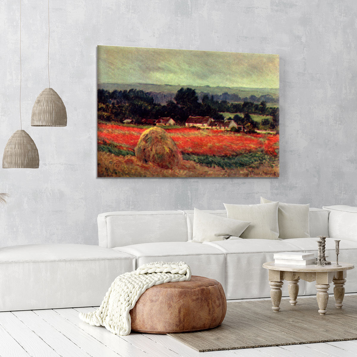 The poppy Blumenfeld The barn by Monet Canvas Print or Poster - Canvas Art Rocks - 6
