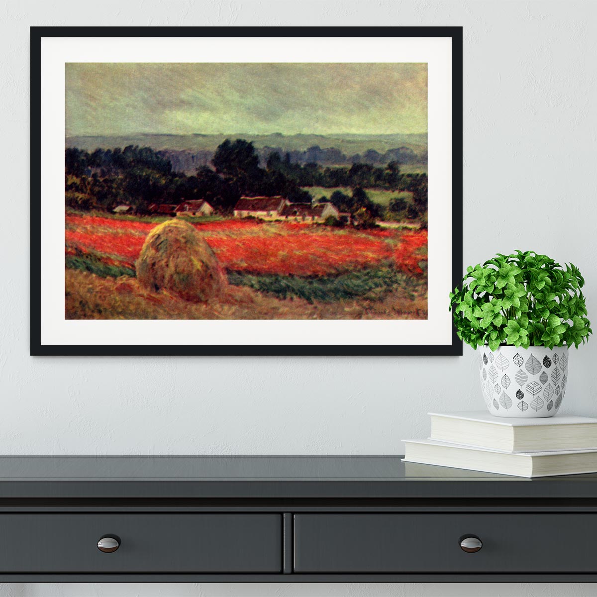 The poppy Blumenfeld The barn by Monet Framed Print - Canvas Art Rocks - 1