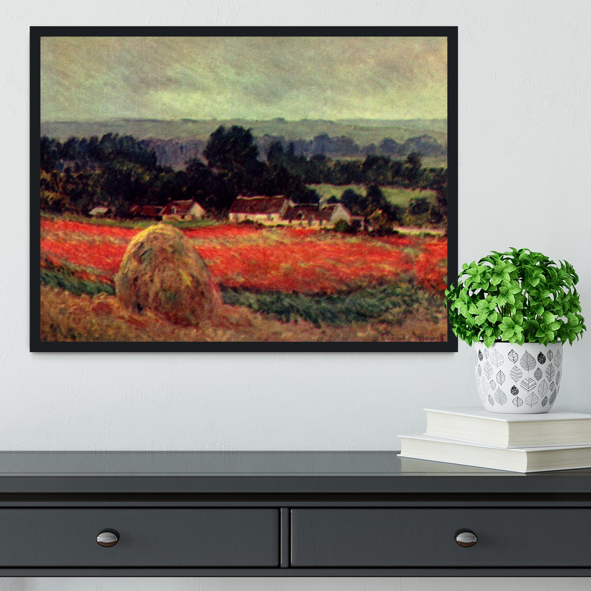 The poppy Blumenfeld The barn by Monet Framed Print - Canvas Art Rocks - 2