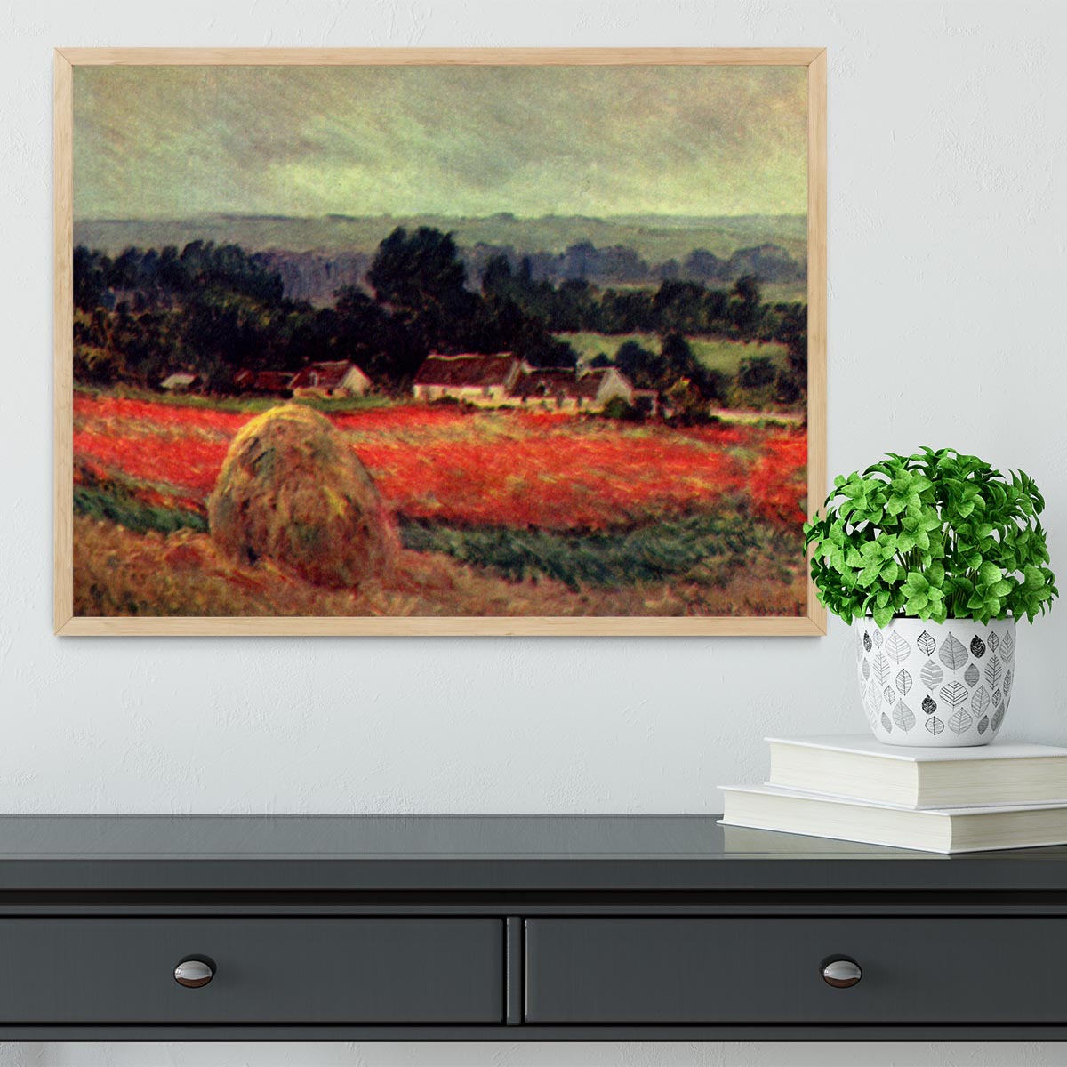 The poppy Blumenfeld The barn by Monet Framed Print - Canvas Art Rocks - 4